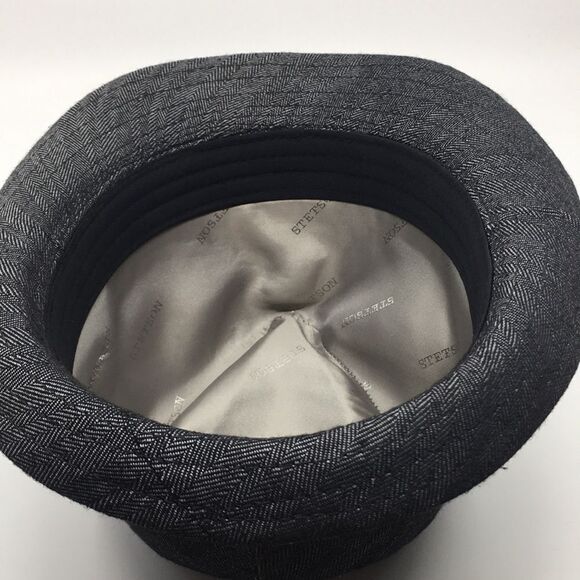 All American Stetson fedora hat black and gray chevron polyester Sz Small/Medium - Picture 14 of 16